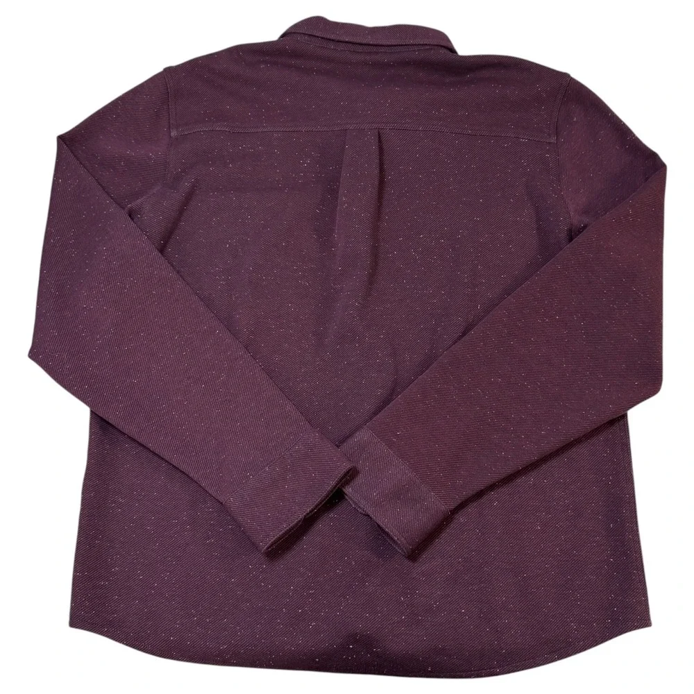 Marine Layer Mens XL Pacifica Stretch Twill Overshirt Burgundy Speckled Textured - Picture 4 of 13